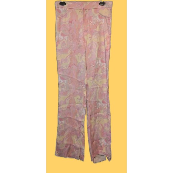 Zara Women's Flare Pants Retro Flowers Split Bottom Size Medium Excellent Shape - Picture 3 of 16